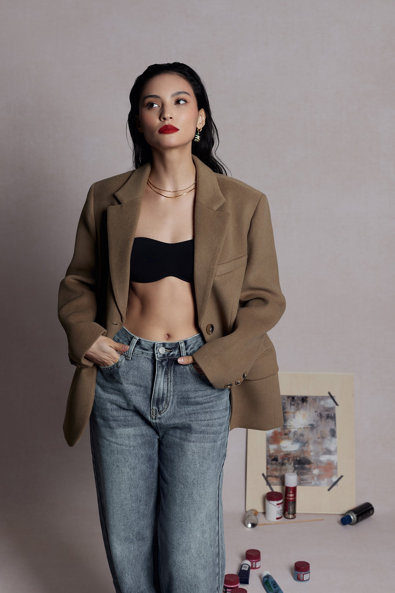 Argento Wishful Gold Necklace worn on model collarbone - FREQNC atelier