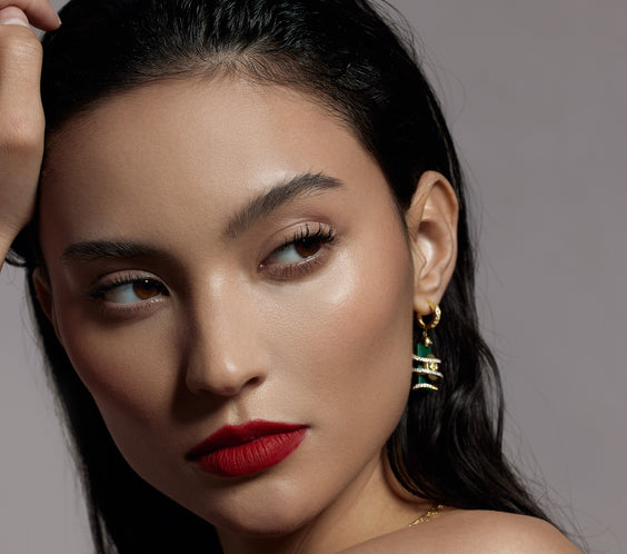 Serpent Charm Earring on model styling - FREQNC atelier