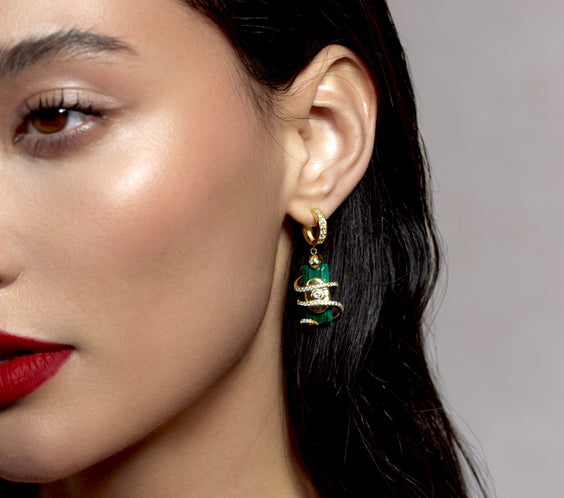Serpent Charm Earring worn on model - FREQNC spirit animal