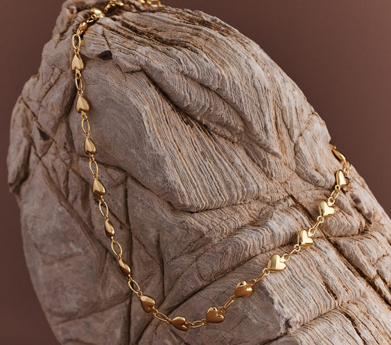 Amor Heart Necklace product flat lay close-up - FREQNC atelier