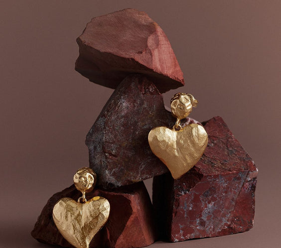 Amor Heart Drop Earrings product flat lay - FREQNC