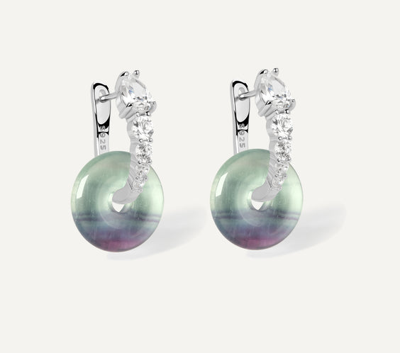 Ouroboros Earrings with black obsidian crystal - FREQNC