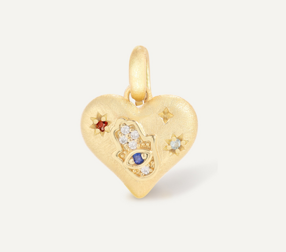 Alchemy of Love Charm hamsa hand pendant with chakra crystals - FREQNC