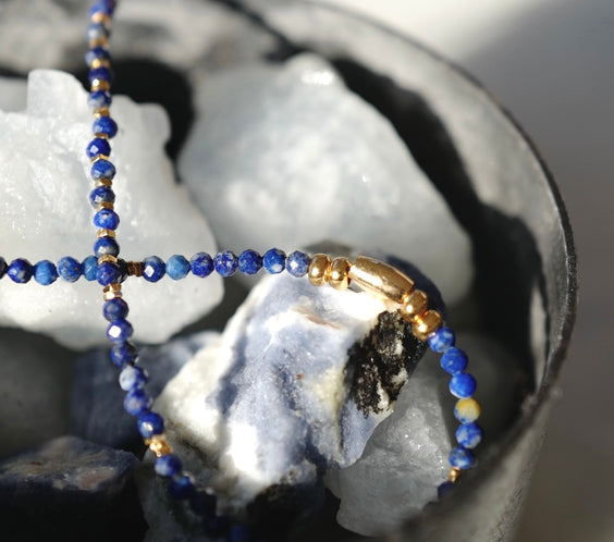Lapis Lazuli Protection Necklace natural faceted beads - FREQNC atelier