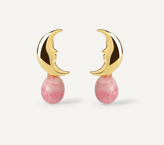 Moon Earrings with pearl crystal - FREQNC