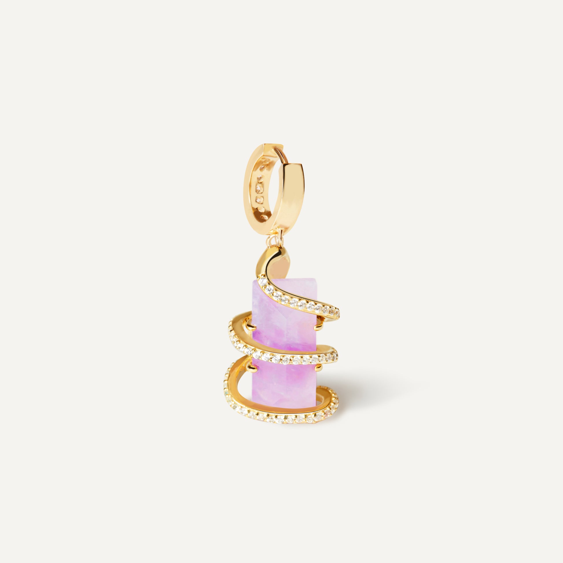 Serpent Charm Earring with lavender amethyst crystal - FREQNC atelier