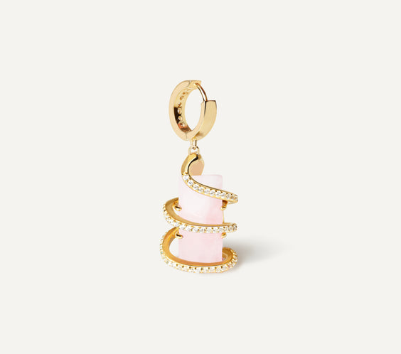 Serpent Charm Earring with rose quartz crystal - FREQNC