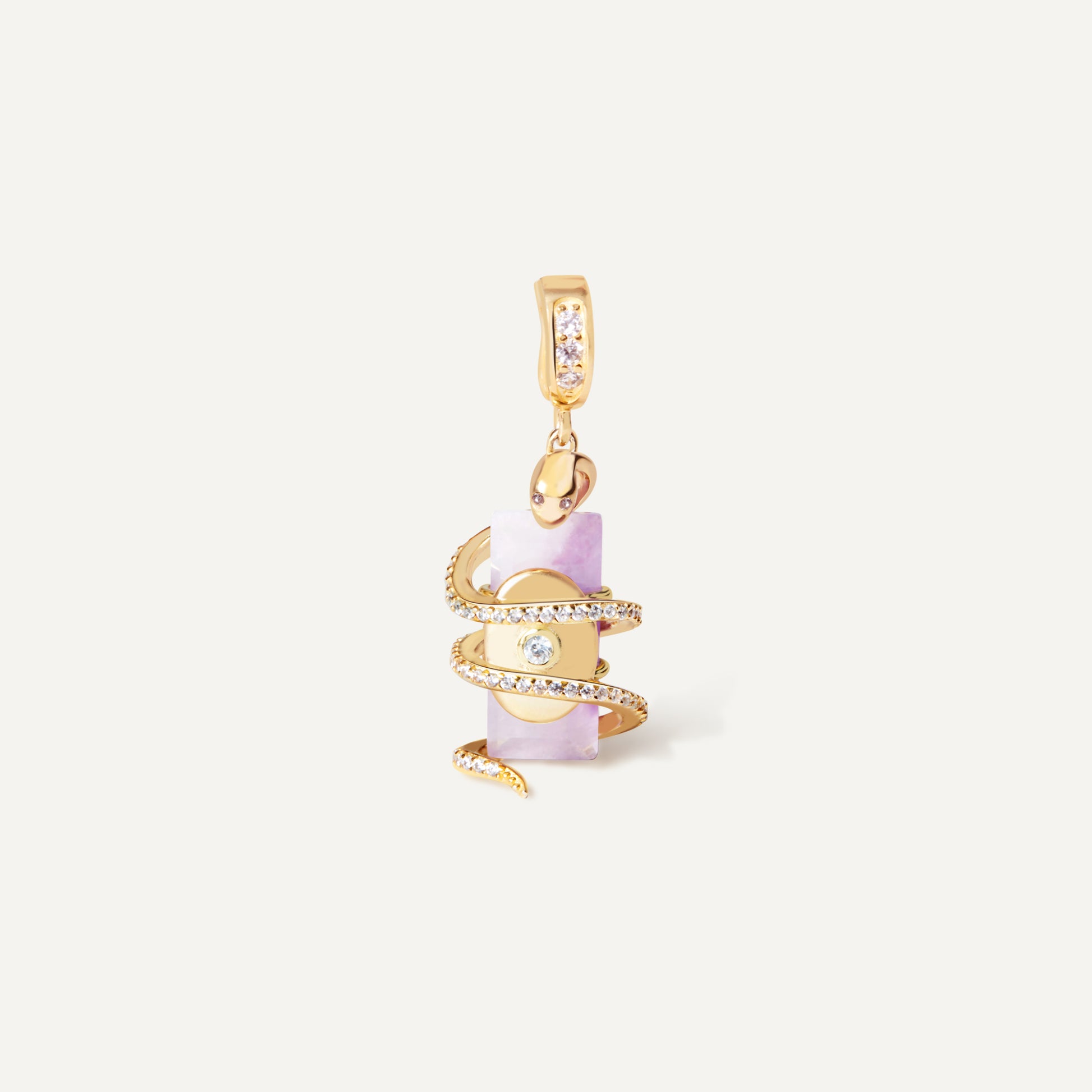 Serpent Charm crystal talisman pendant with interchangeable gemstone - FREQNC atelier
