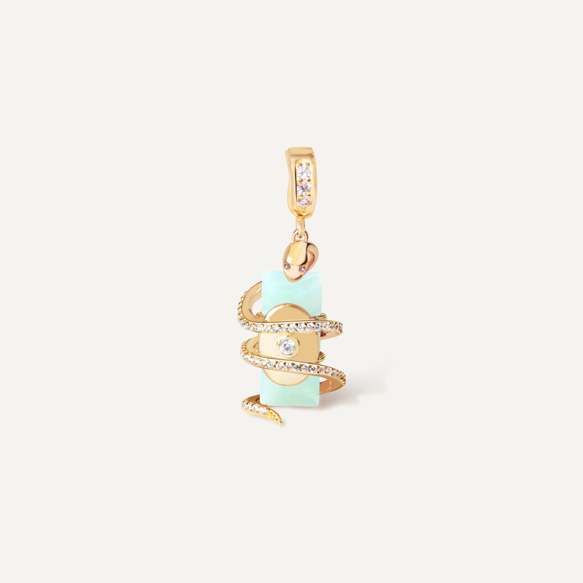 Serpent Charm magnetic crystal pendant front view - FREQNC atelier