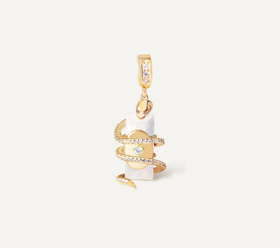 Serpent Charm magnetic crystal pendant side view - FREQNC atelier