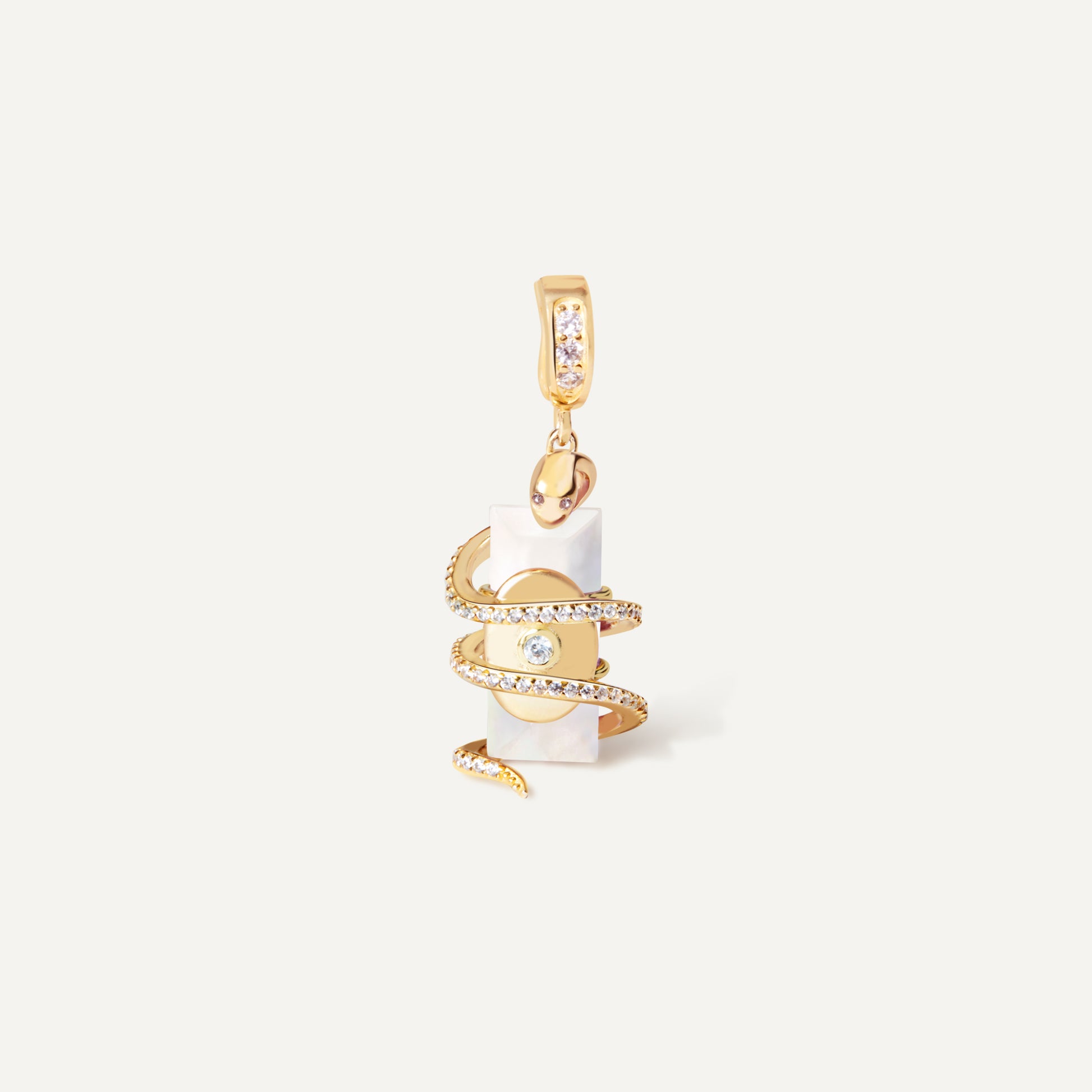 Serpent Charm magnetic crystal pendant side view - FREQNC atelier
