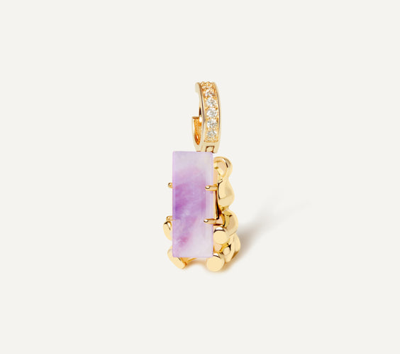 Cuddly Bear Charm Earring with lavender amethyst crystal - FREQNC atelier