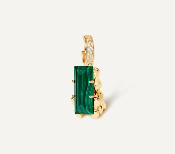 Cuddly Bear Charm Earring with malachite crystal - FREQNC
