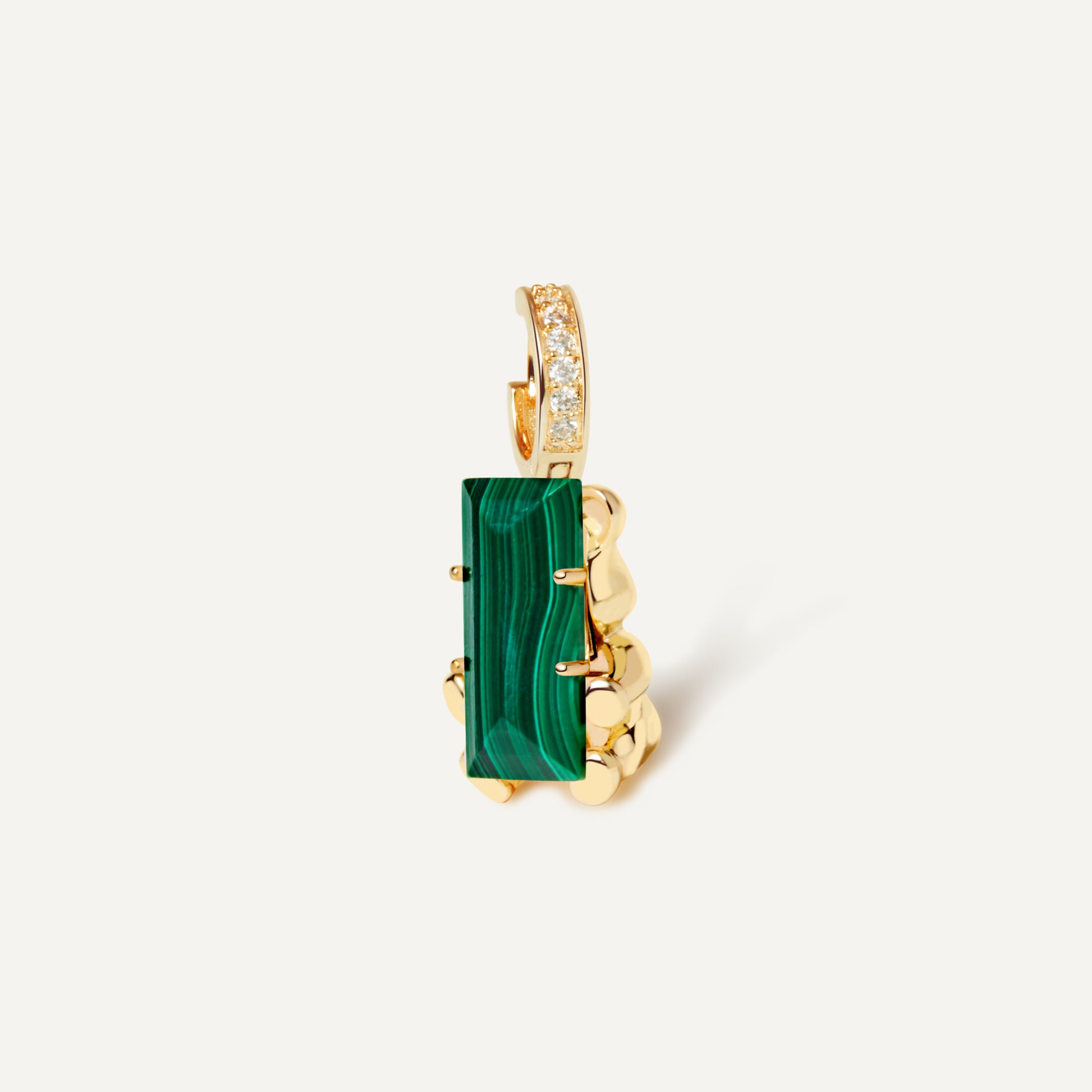 Cuddly Bear Charm Earring with malachite crystal - FREQNC