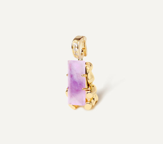 Cuddly Bear Charm pendant with rose quartz crystal - FREQNC spirit animal jewelry