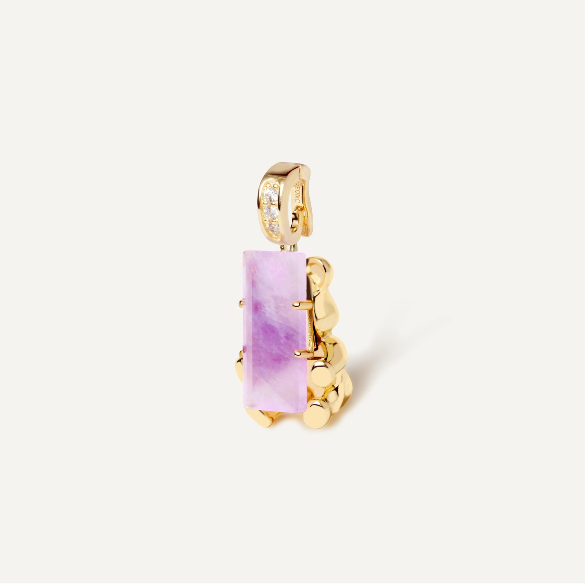 Cuddly Bear Charm pendant with rose quartz crystal - FREQNC spirit animal jewelry