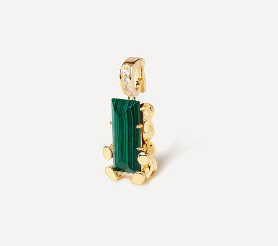 Cuddly Bear Charm with malachite crystal detail - FREQNC atelier