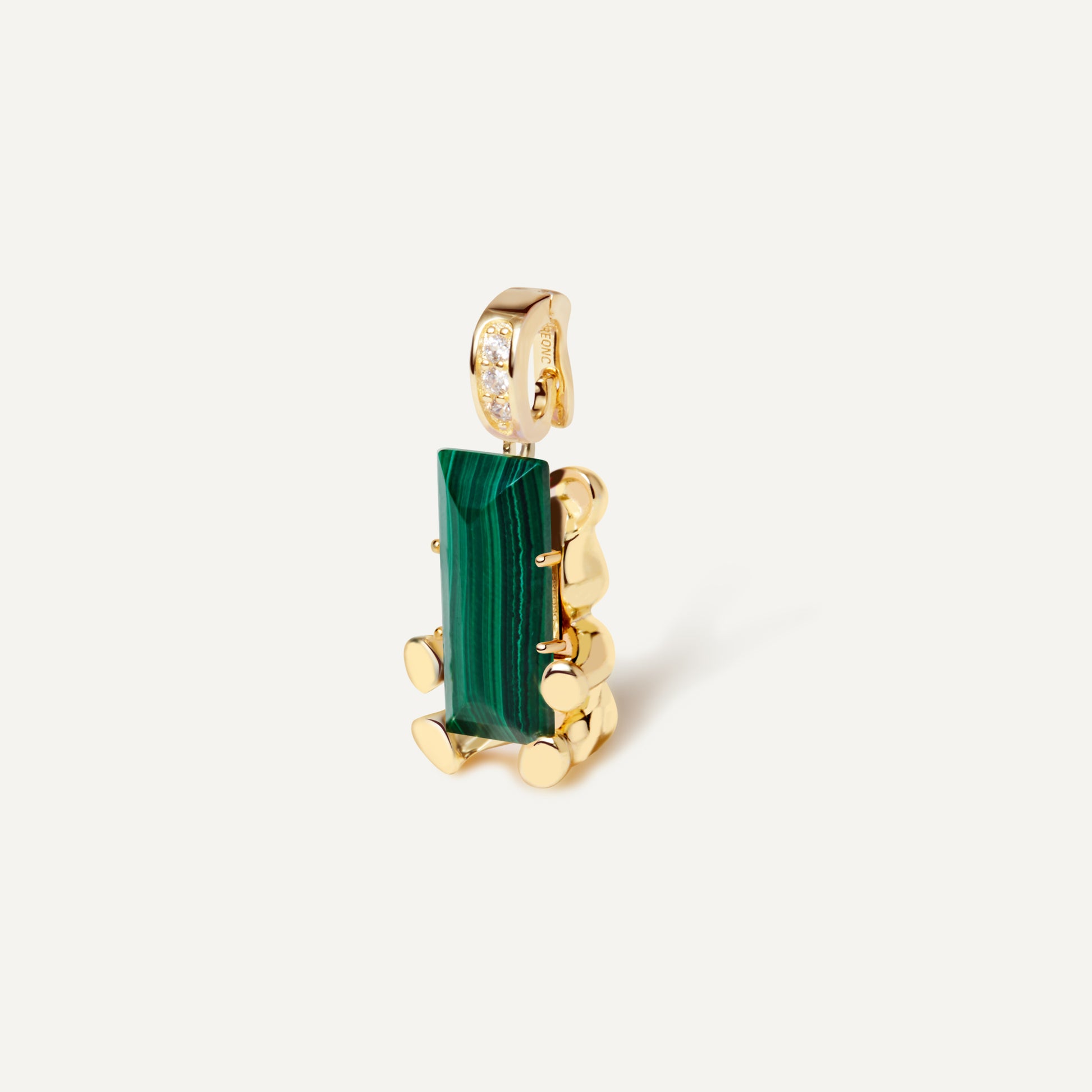 Cuddly Bear Charm with malachite crystal detail - FREQNC atelier