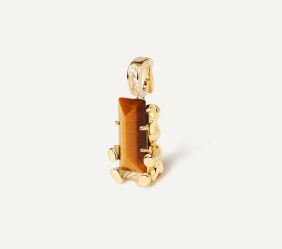 Cuddly Bear Charm with amazonite crystal close-up - FREQNC atelier