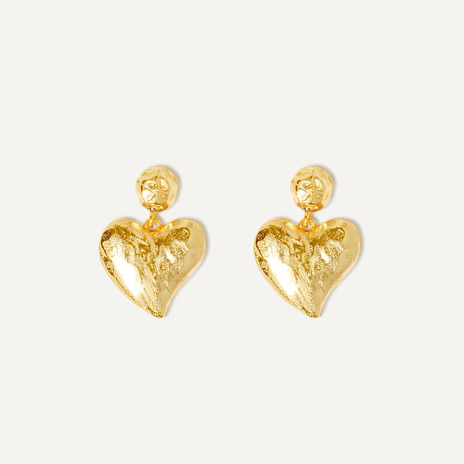 Amor Heart Drop Earrings textured gold finish - FREQNC atelier