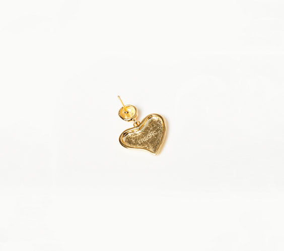 Amor Heart Drop Earrings crinkled texture detail - FREQNC atelier