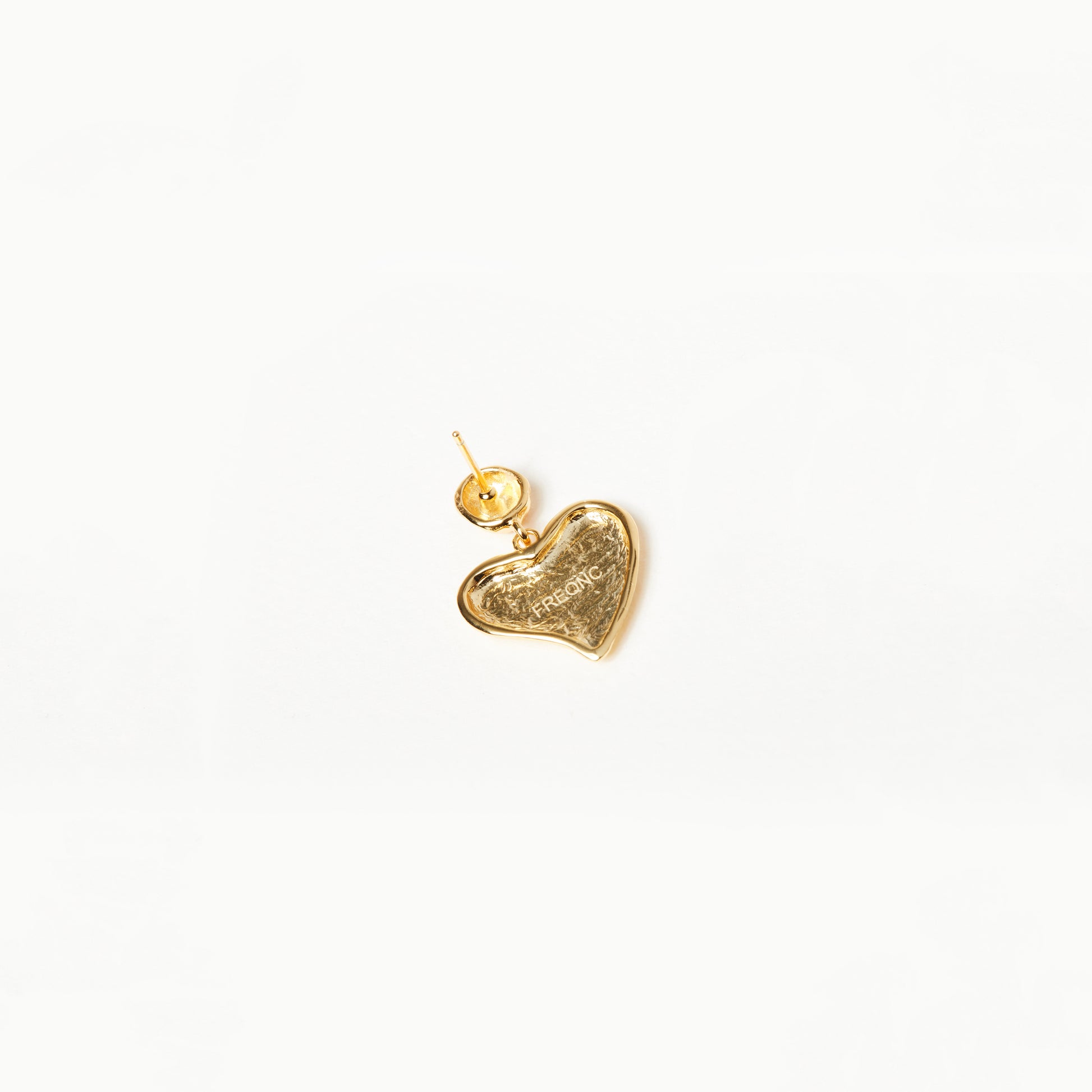 Amor Heart Drop Earrings crinkled texture detail - FREQNC atelier