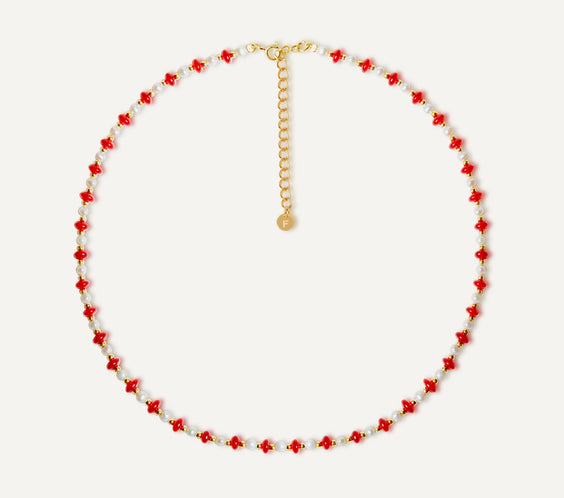 Cassie Carnelian and Pearl Necklace natural carnelian sterling silver - FREQNC atelier