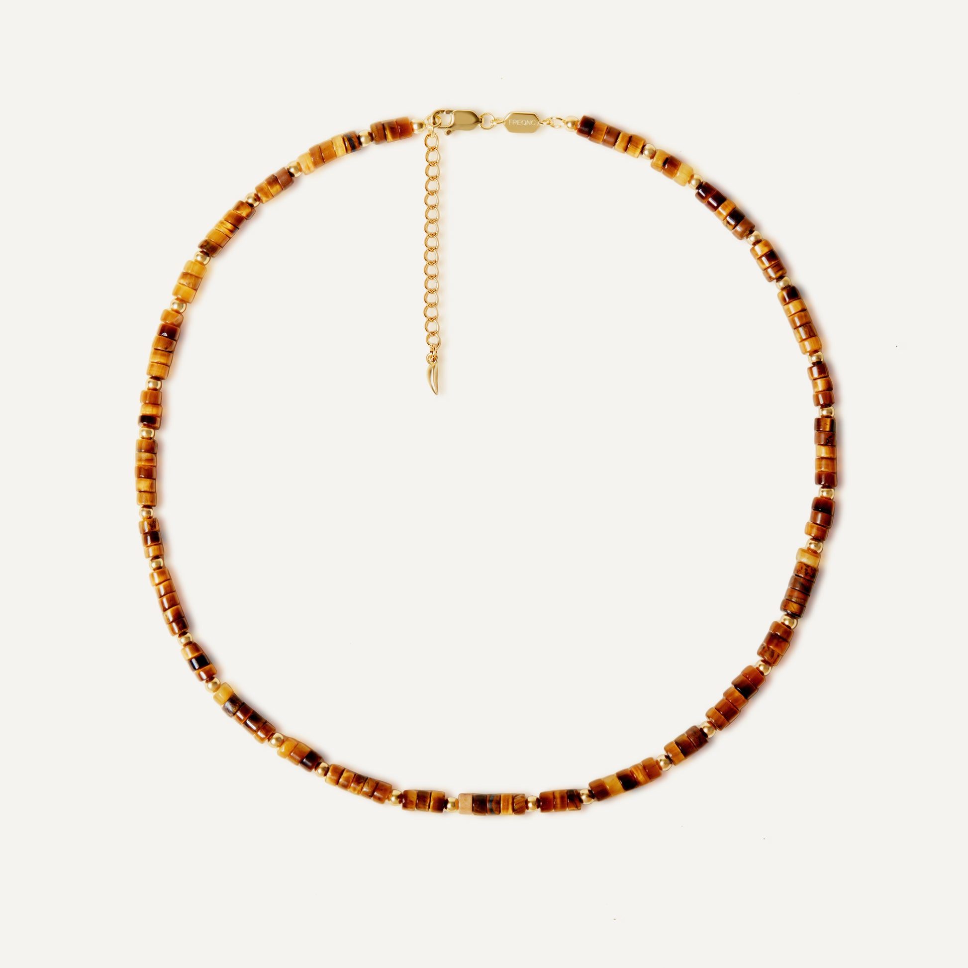 Cassie Tiger's Eye Necklace natural tiger eye beads sterling silver - FREQNC atelier