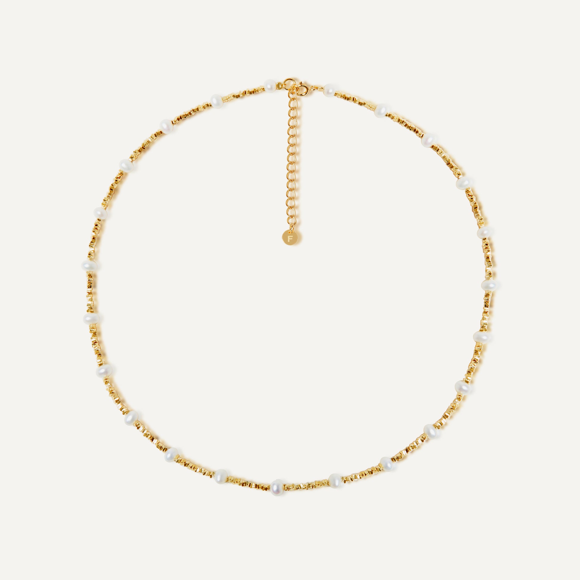 Cassie Natural Pearl Necklace freshwater pearls sterling silver - FREQNC atelier