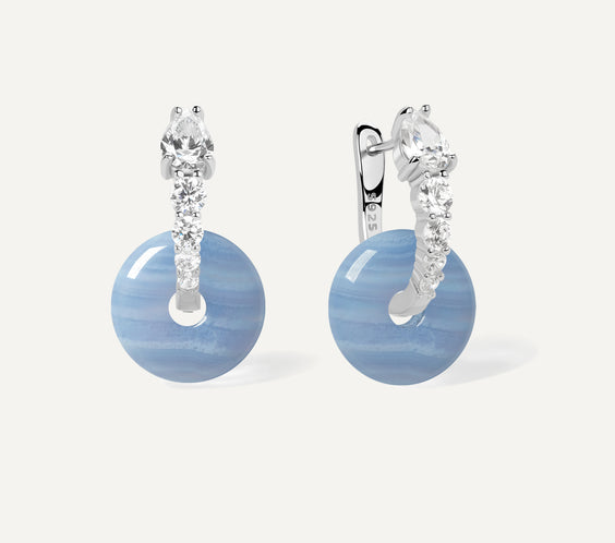 Ouroboros Earrings serpent hoop with donut crystal - FREQNC atelier