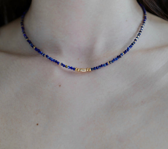 Lapis Lazuli Protection Necklace detail close-up - FREQNC