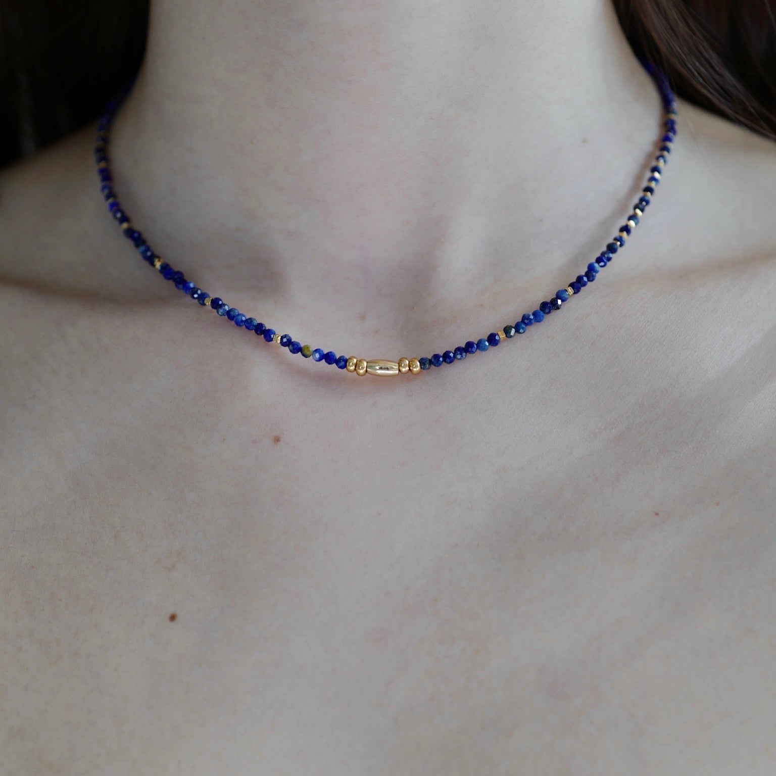Lapis Lazuli Protection Necklace detail close-up - FREQNC