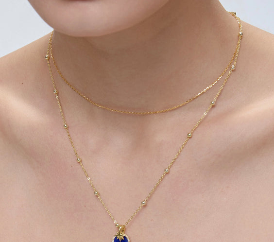 Star Charm pendant with tiger's eye crystal disc - FREQNC atelier