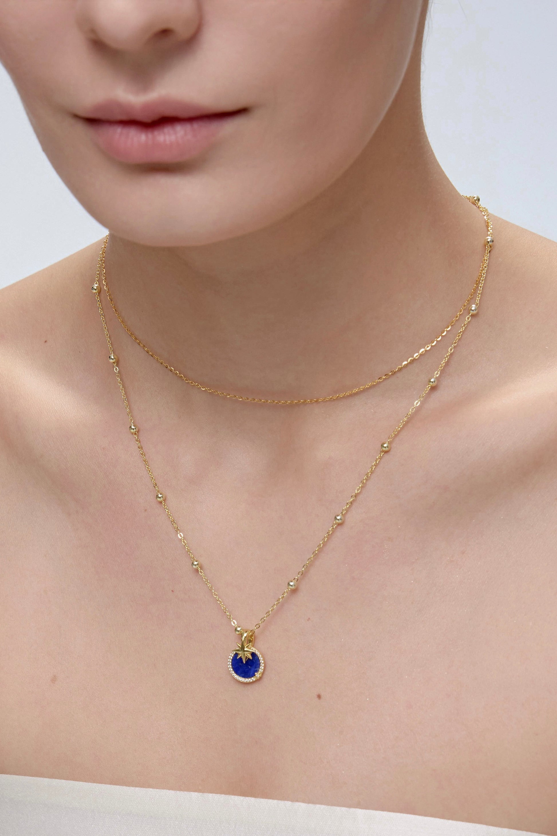 Star Charm pendant with tiger's eye crystal disc - FREQNC atelier