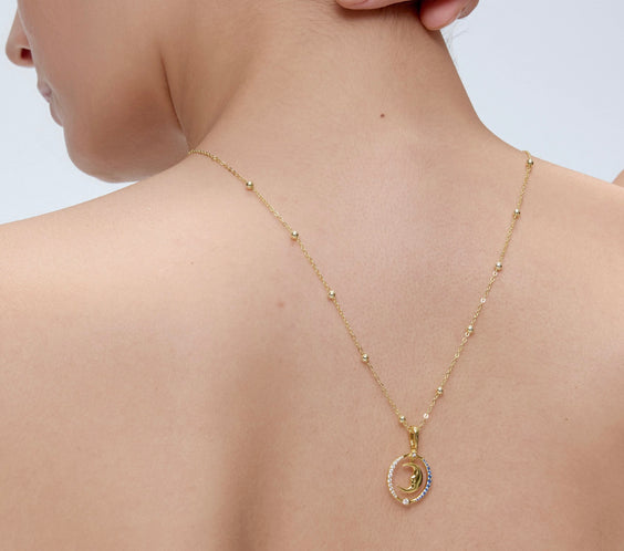 Rhea Beaded Necklace worn on model - FREQNC
