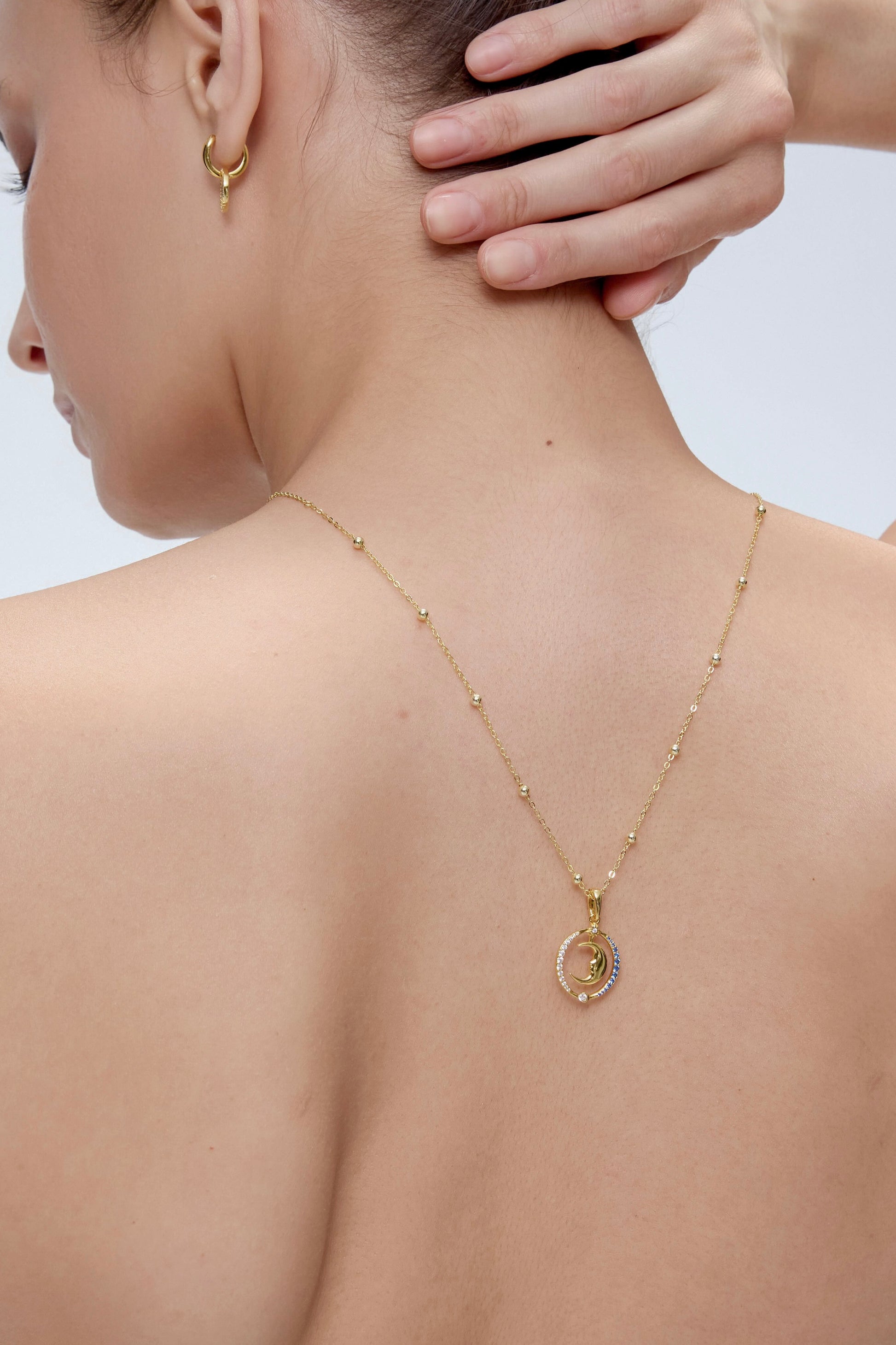 Rhea Beaded Necklace worn on model - FREQNC