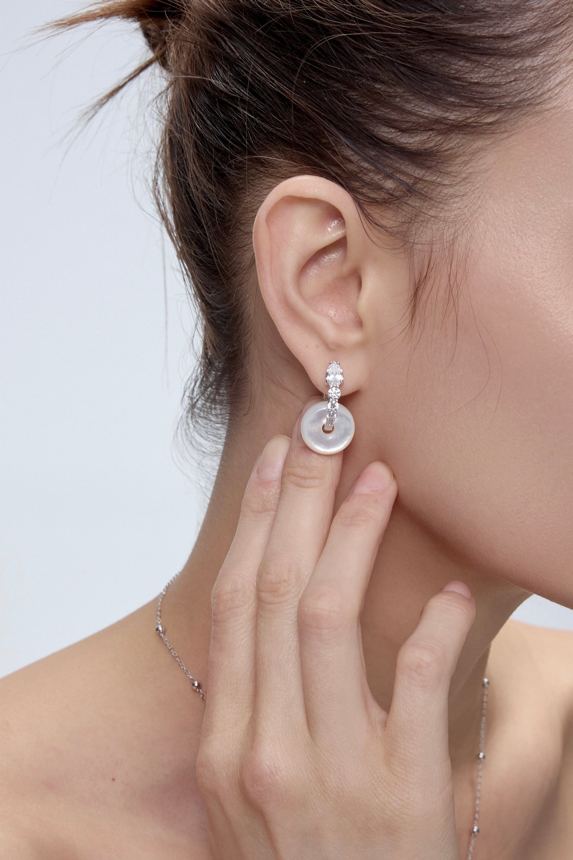 Ouroboros Earrings with rose quartz crystal - FREQNC