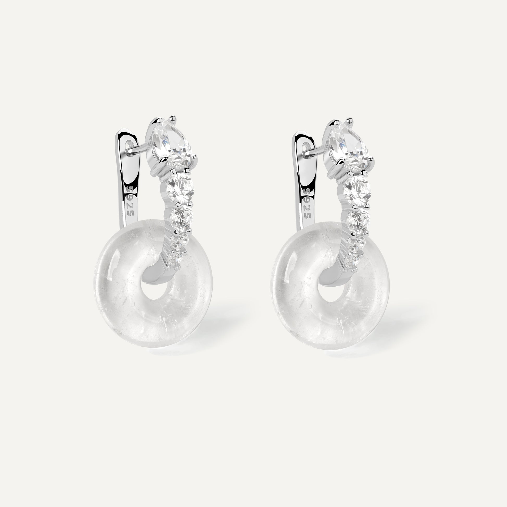 Ouroboros Earrings with clear quartz crystal - FREQNC atelier