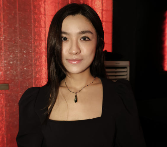 Dew 天然貝母 黑尖晶 雙面純銀項鍊
