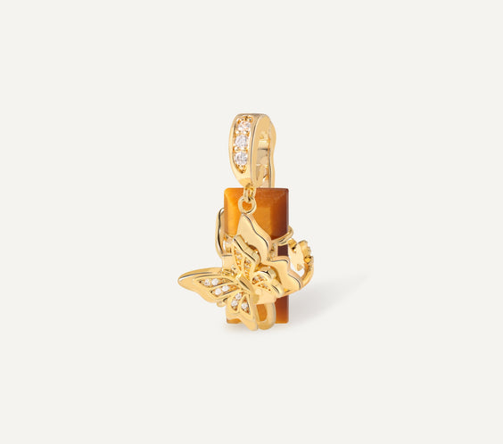 Twin Butterfly Charm magnetic crystal pendant detail - FREQNC atelier