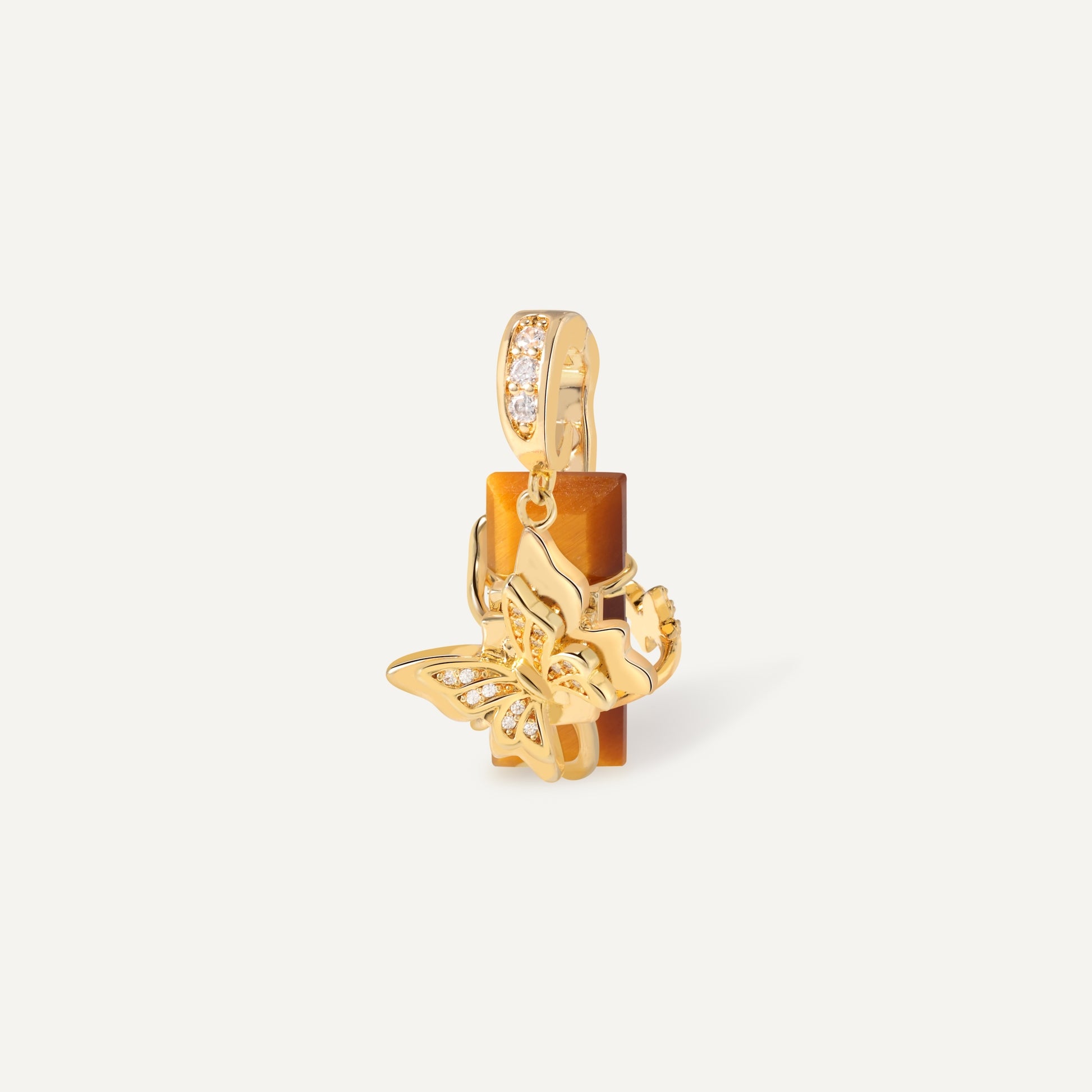 Twin Butterfly Charm magnetic crystal pendant detail - FREQNC atelier