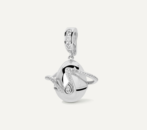 Orphic Egg Charm rhodium-plated pendant with brushed finish - FREQNC atelier