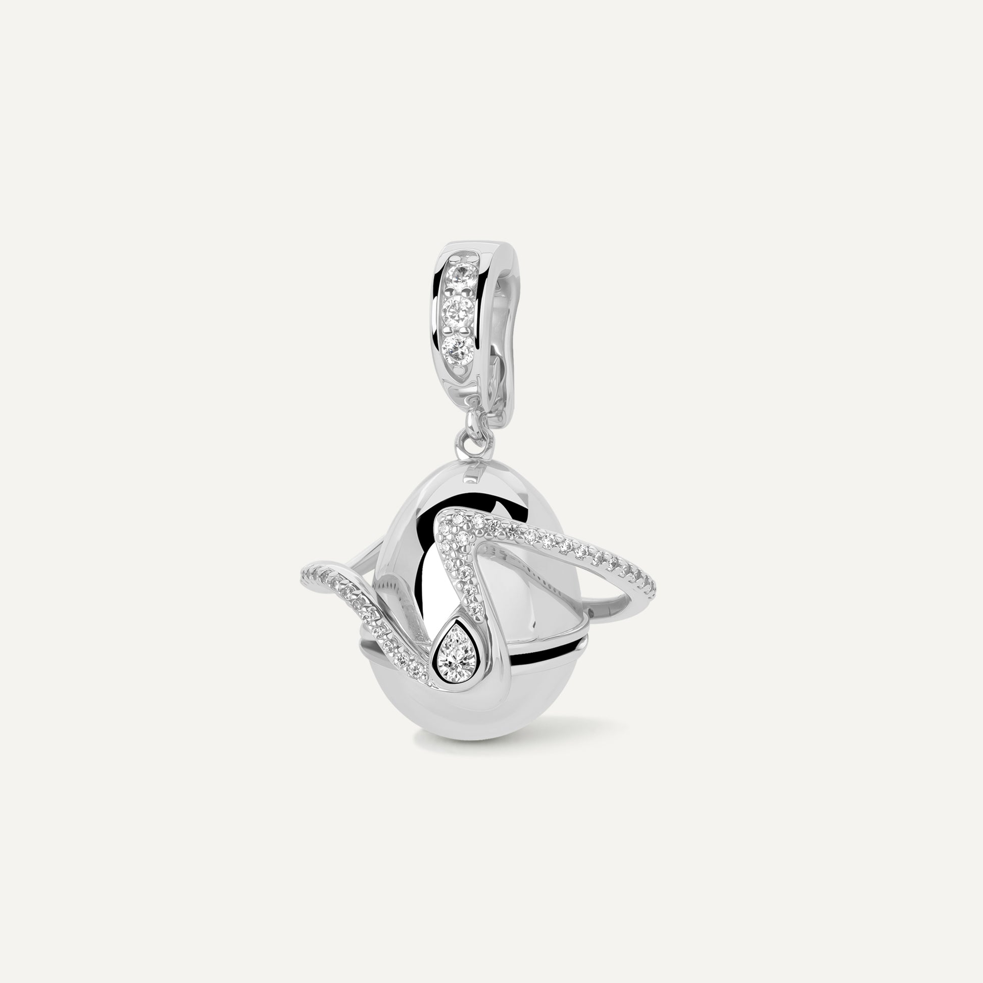 Orphic Egg Charm rhodium-plated pendant with brushed finish - FREQNC atelier