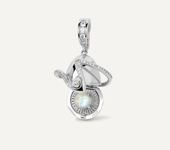 Orphic Egg Charm zodiac crystal talisman pendant closed view - FREQNC atelier