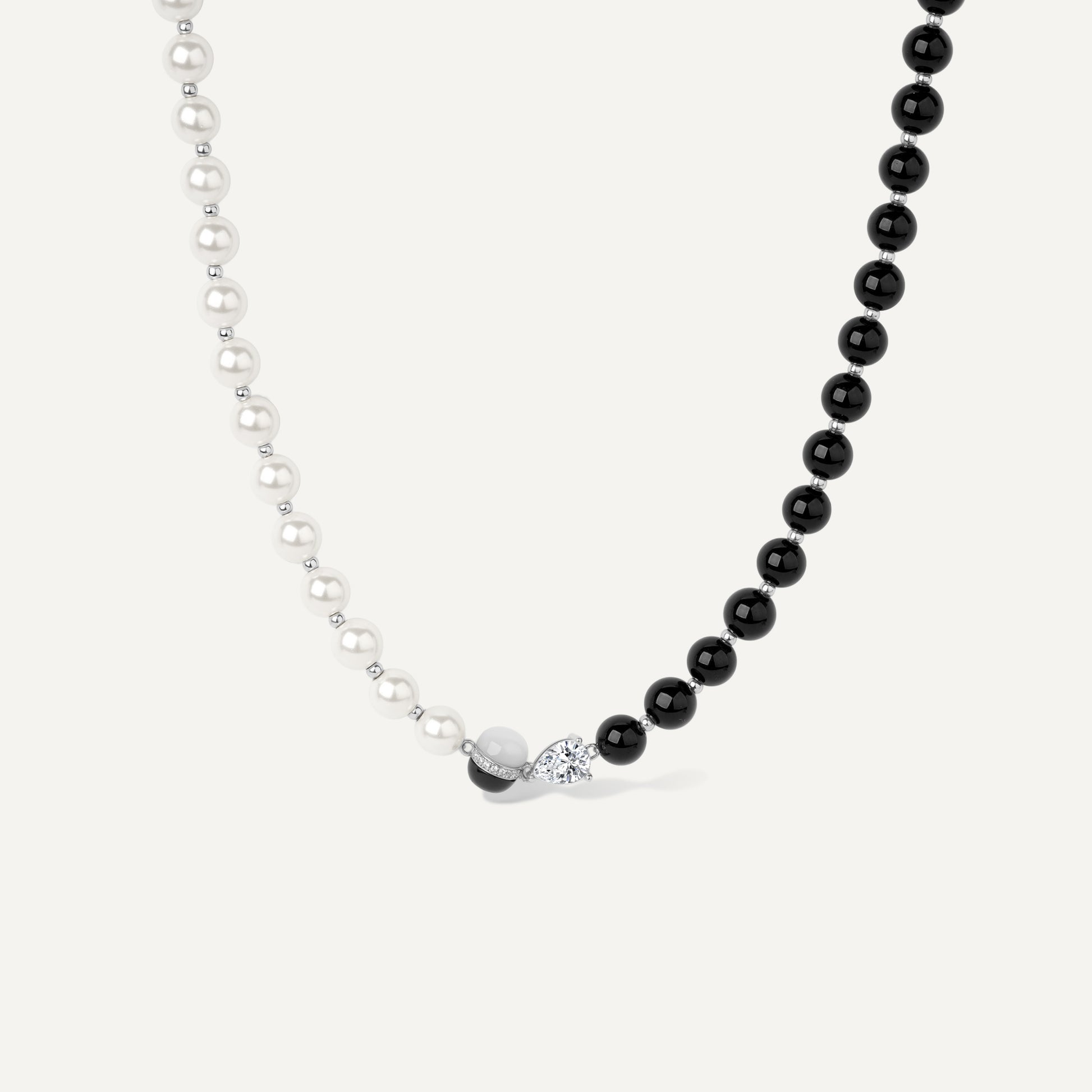 Ouroboros Black Onyx and Pearl Choker reversible design - FREQNC atelier