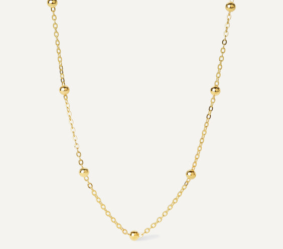 Rhea Beaded Necklace gold beaded chain sterling silver - FREQNC atelier
