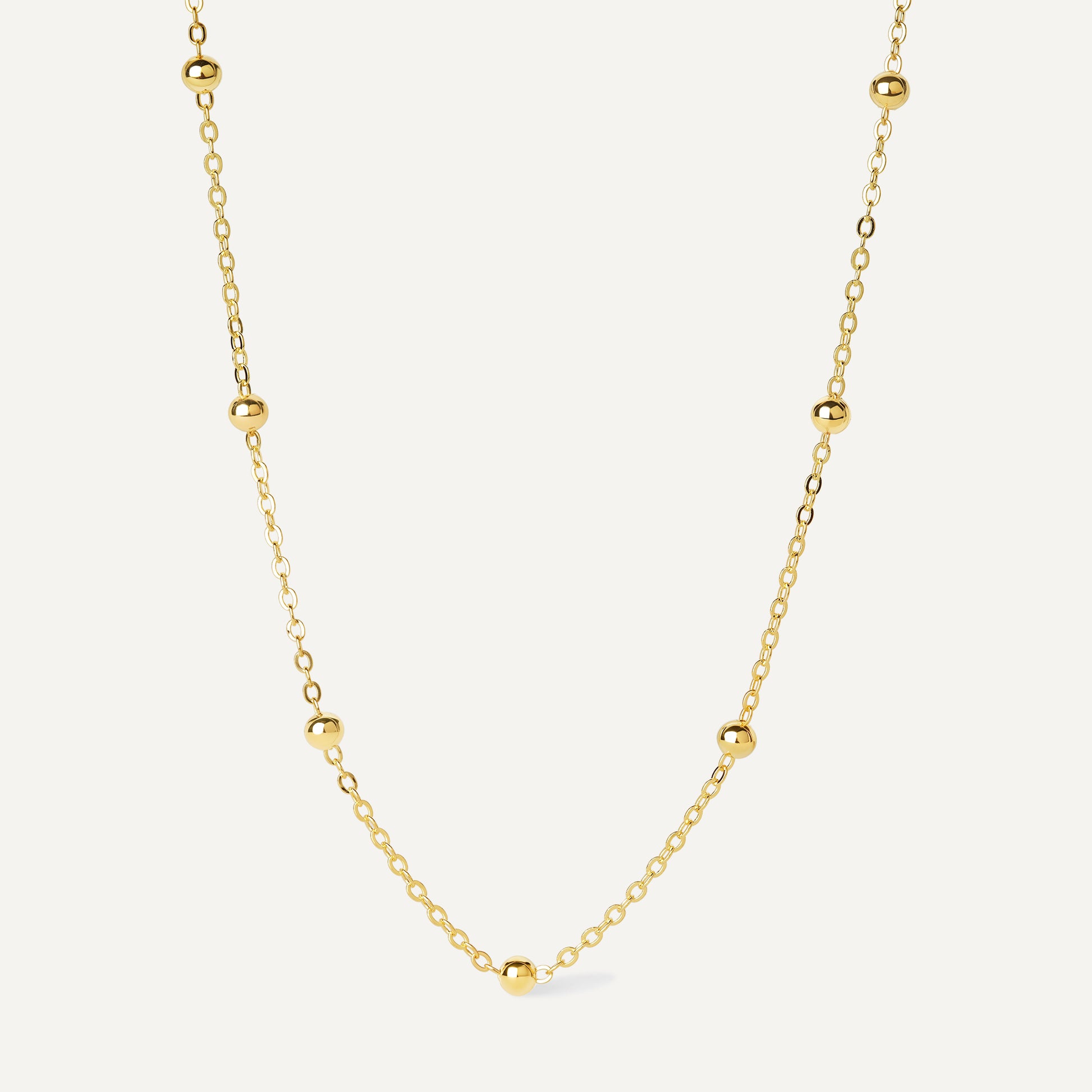 Rhea Beaded Necklace gold beaded chain sterling silver - FREQNC atelier