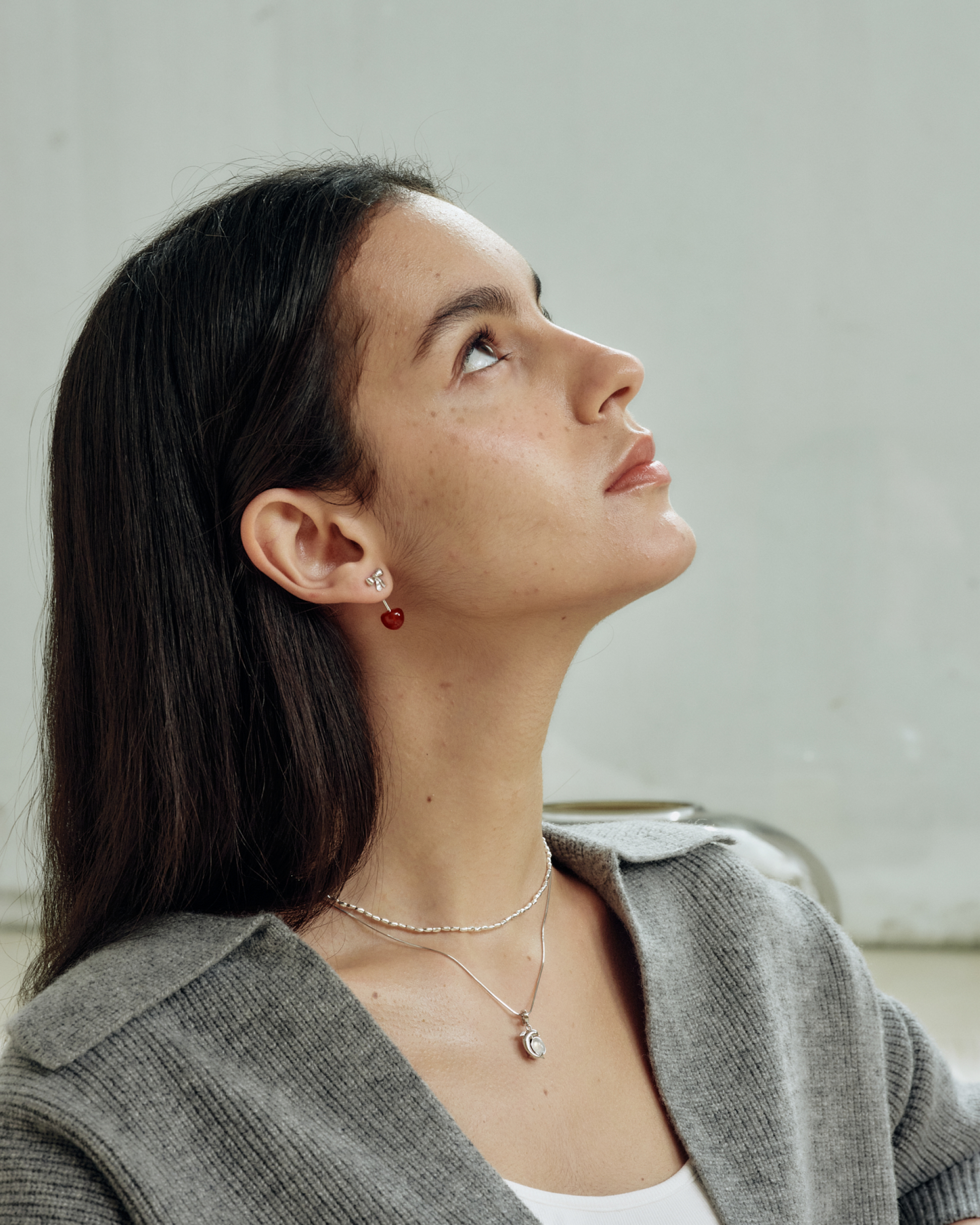 ma chérie Red Agate Cherry Earrings mix and match styling - FREQNC atelier