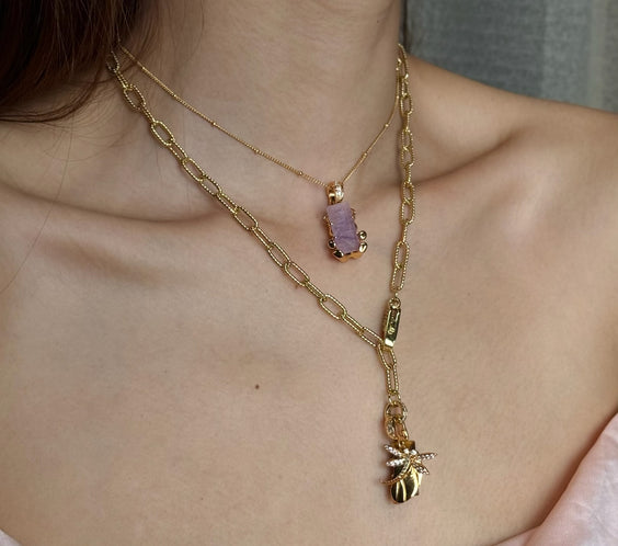 Baddie Buckle Necklace worn on model - FREQNC