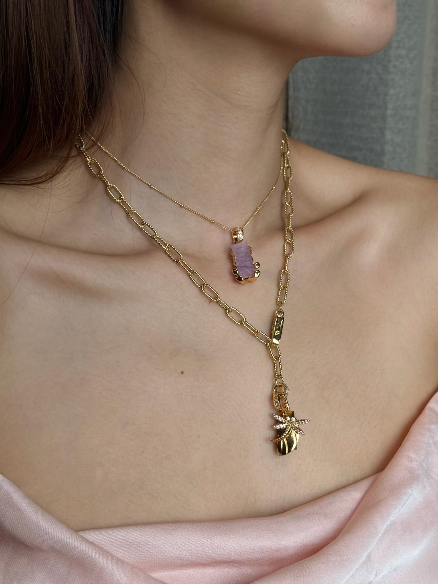 Baddie Buckle Necklace worn on model - FREQNC